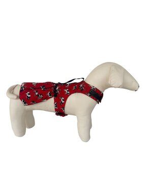 Handmade Small Dog Adjustable Dress Outfit w Harness Red Spotted Cow Print